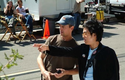  On the set of Half-Life with actor Leo Nam.  