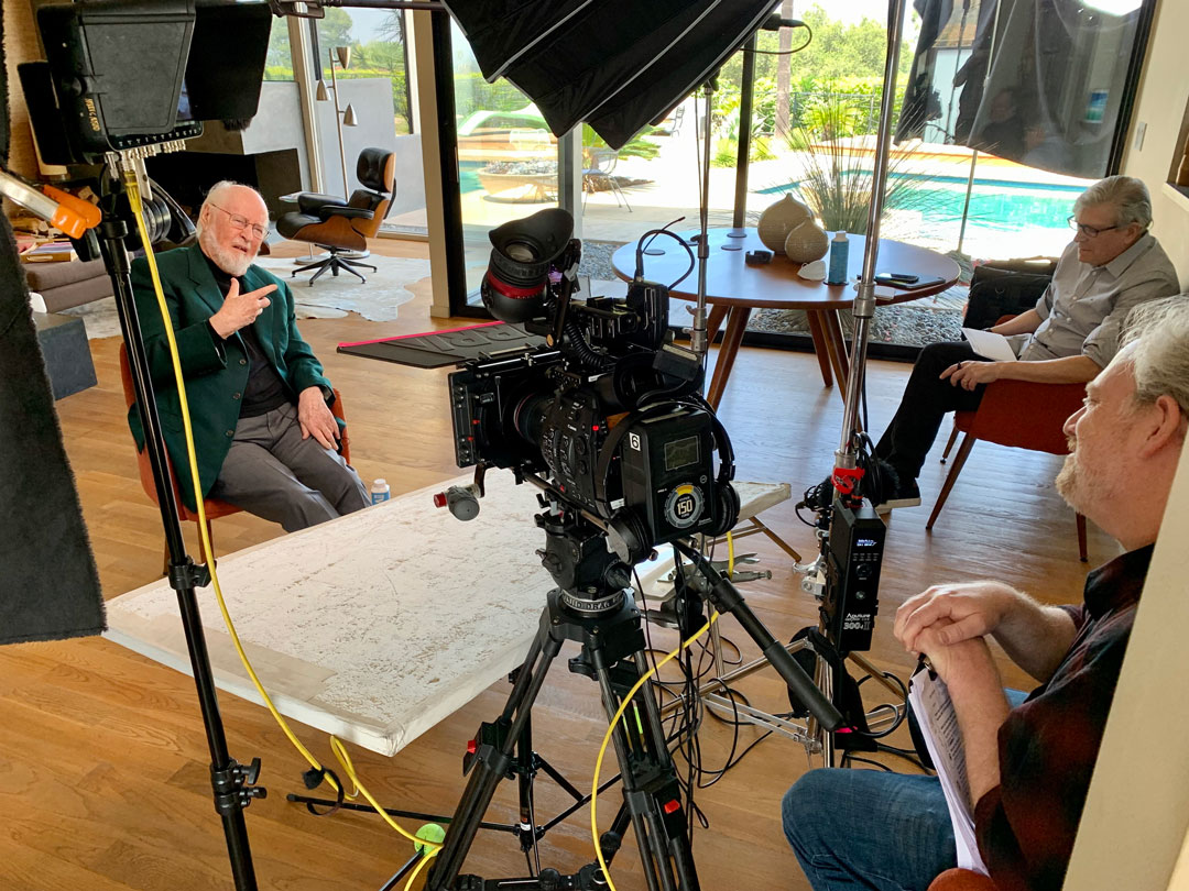  Filming interview with composer John Williams for Fiddler documentary. 